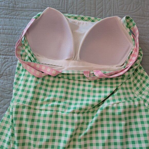 Draper James Green and Pink Checkered One Piece Swimsuit - Picture 5 of 5